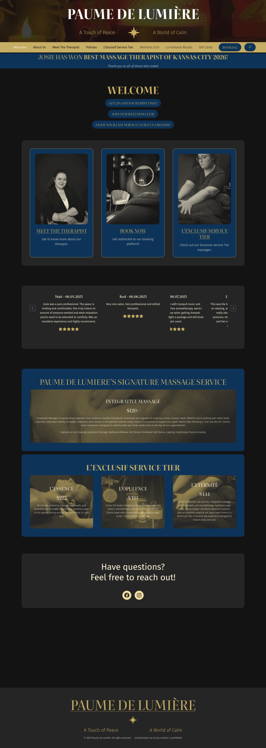 Screenshot of paumedelumiere.com