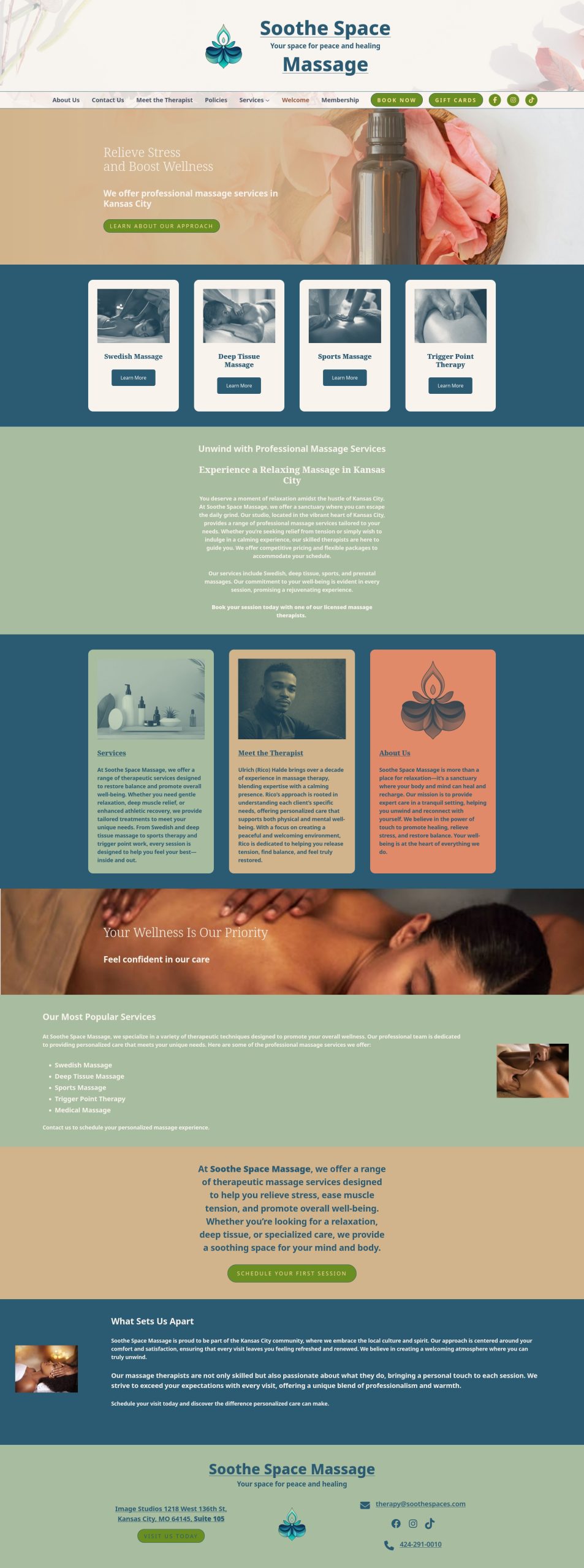 Screenshot of soothespacemassage.com